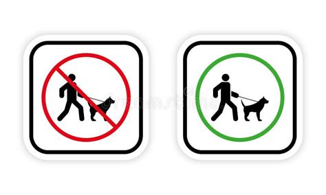 Ban Zone For Walking Dog Black Silhouette Icon Male And Pet On Leash