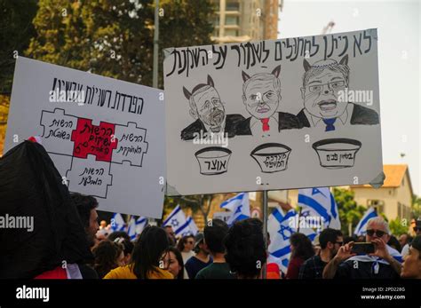 Tel Aviv Israel March Anti Government Protesters Hold