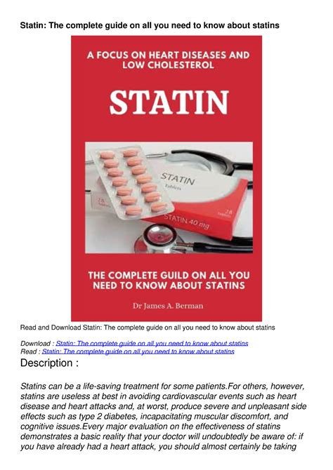 Kindle Online Pdf Statin The Complete Guide On All You Need To Know