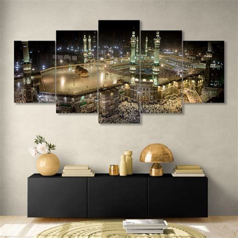 Masjid Al-haram Night View of Mecca 5 Panel Large Islamic - Etsy