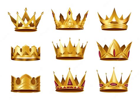 Premium Vector Collection Of Realistic Golden Crowns Crowning