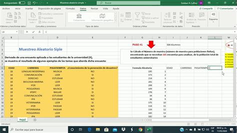 Muestro Aleatorio Simple En Excel Youtube