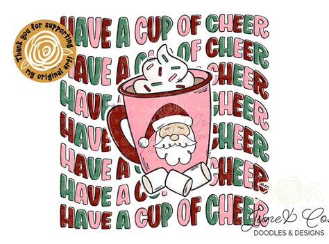 Cup Of Cheer Mug Png Christmas Cheer Sublimation File Etsy