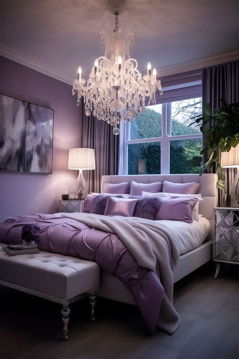 Lavender And White Transitional Moody Romantic Bedroom Purple Bedroom Decor Bedroom Colors