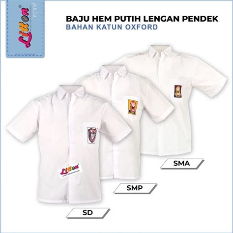 jual kode sy litton oxford seragam sekolah putih polos lengan pendek