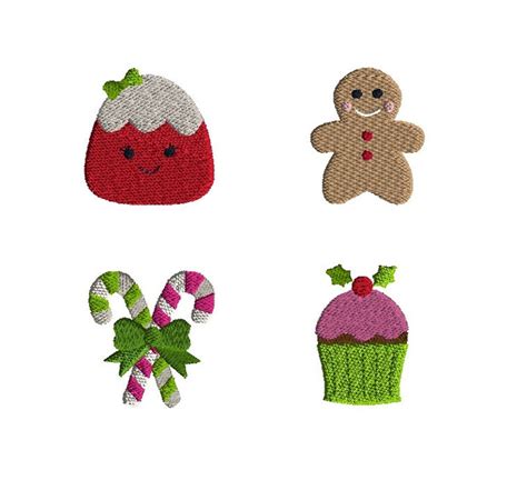 Mini Christmas Sweets Machine Embroidery Design Set Instant Etsy