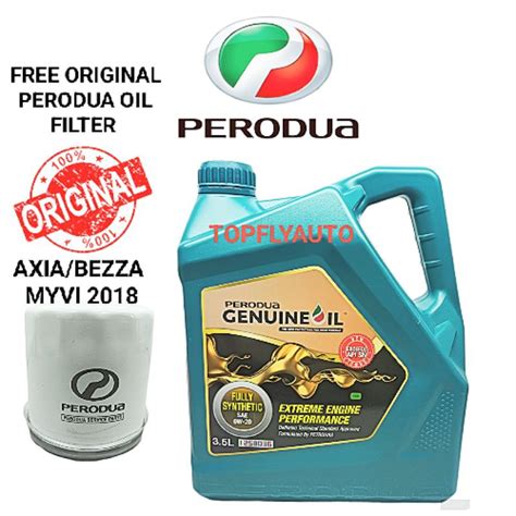 100 ORIGINAL PERODUA FULLY SYNTHETIC ENGINE OIL 0W20 3 5L NEW PACKING