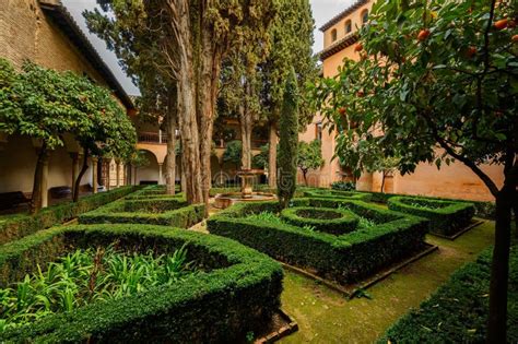 The Daraxas Garden On Nasrid Palaces Alhambra Granada Spain Stock