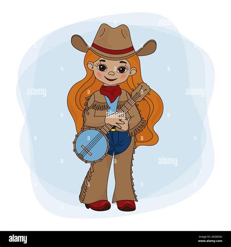 Cowgirl Banjo American Cowboy Western Music Festival Vector