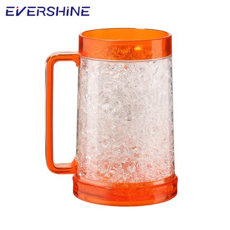 Bpa Free 450ml Double Wall Gel Plastic Custom Freezer Beer Mug With