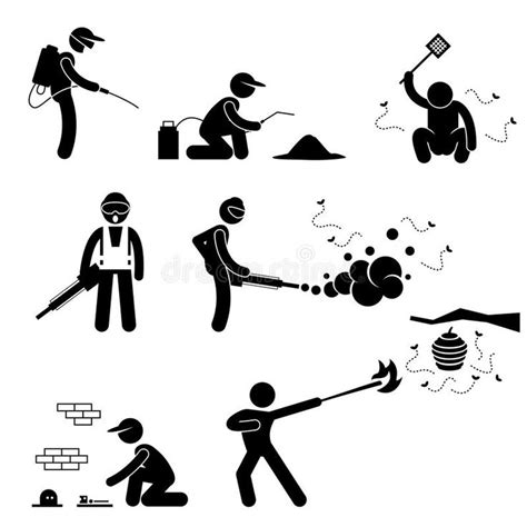 People Exterminator Pest Control Pictogram A Set Of Pictogram