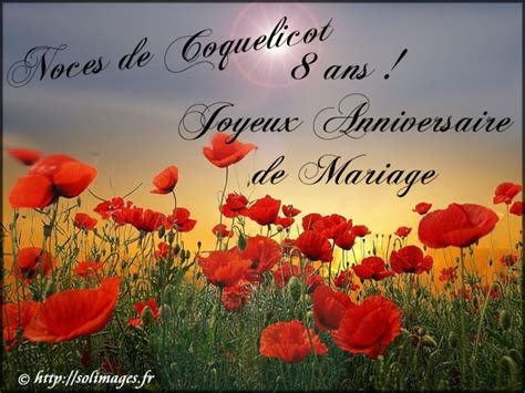 Cartes Virtuelles Gratuites Anniversaire Mariage Huit Ans Coquelicot