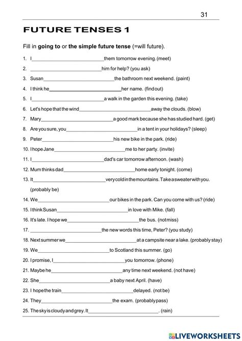 Future Tenses 1 Mlenglish01 Live Worksheets