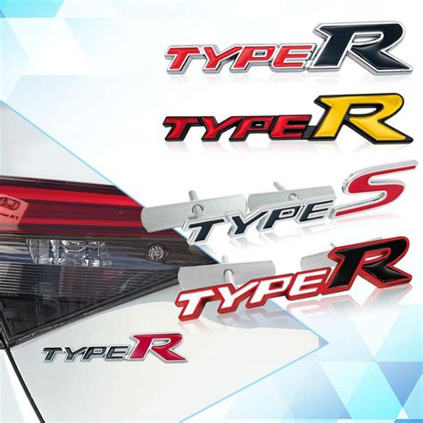 3D Metal Car Decor Type S Logo Type R Emblem Car Front Grill Badge Rear