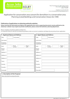 Fillable Online Conservation Area Consent Form Pdf Fax Email Print