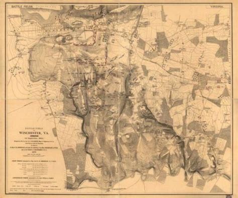 1873 Map Battle Field Of Winchester Va Opequon September 19 1864 Virginia Winchester