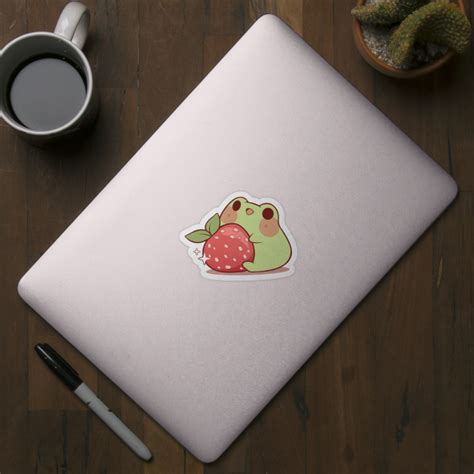 Frog With Strawberry Strawberry Frog Sticker Teepublic