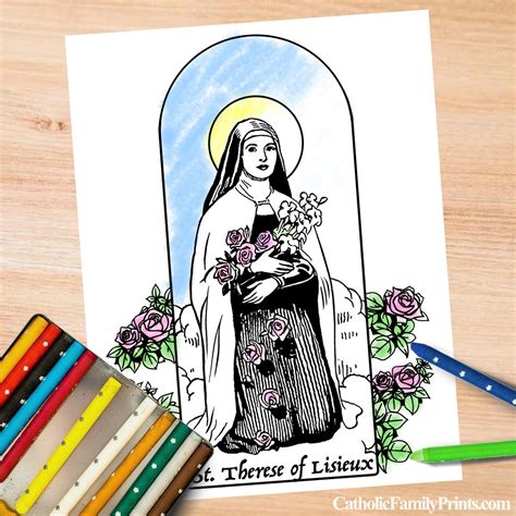 Saint Therese Of Lisieux Coloring Page For Catholics Etsy