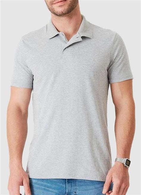 Camiseta Polo Masculina Cinza Cinza Mescla Meias Sao Jorge