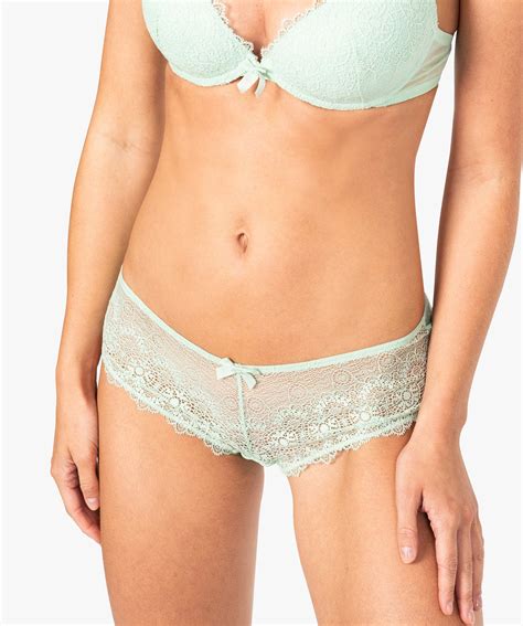 Shorty Femme En Dentelle Et Tulle Lot De 2 Vert Clair GEMO