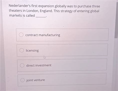 Solved Nederlander S First Expansion Globally Was To Chegg