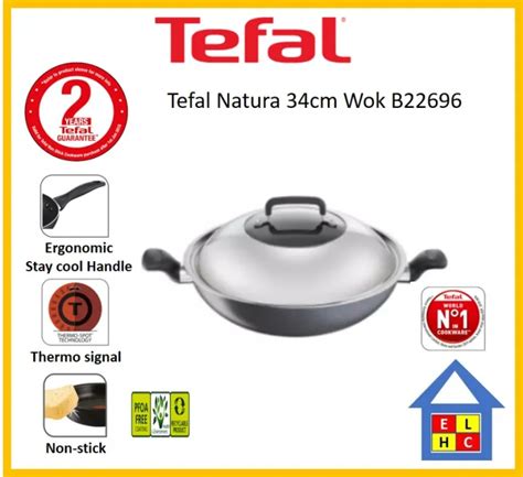 Tefal Natura Wok With Lid 34cm B22696 Lazada