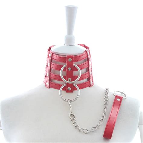 Pu Leather Sexy Necklace Neck Collar With Leash Bdsm Fetish Bondage