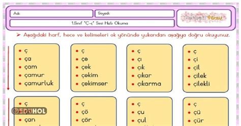 1 Sınıf Ç Ç Sesi Hızlı Okuma Eduhol Etkinlik İndir Oyun Oyna