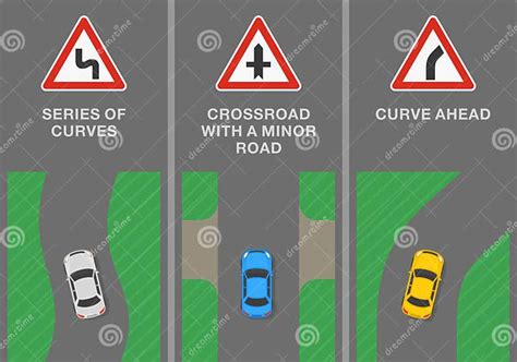 Signs And Road Markings Meaning `series Of Curves Crossing With A