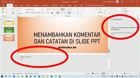 Cara Menambahkan Komentar Comments Dan Catatan Notes Di Slide Power