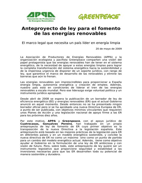 EL ANTEPROYECTO DE LEY PARA EL FOMENTO DE LAS