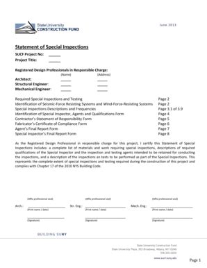 Fillable Online Sucf Suny Statement Of Special Inspections State