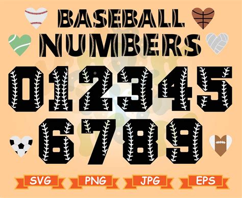 Baseball Numbers SVG Baseball Stiches SVG Softball Font Svg Files For