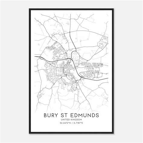 Bury Saint Edmunds United Kingdom Map Poster Modern Home Decor Wall