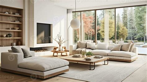 An Inviting Modern Living Room With An Open Concept Design Featuring