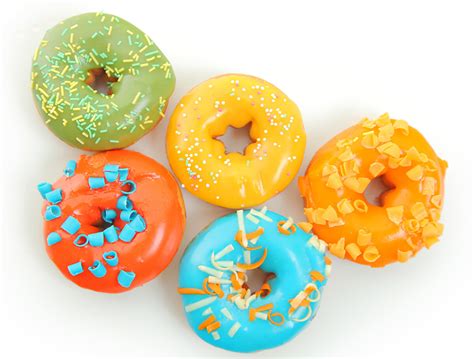 Pictures Multicolor Donuts Food Baking White Background Design