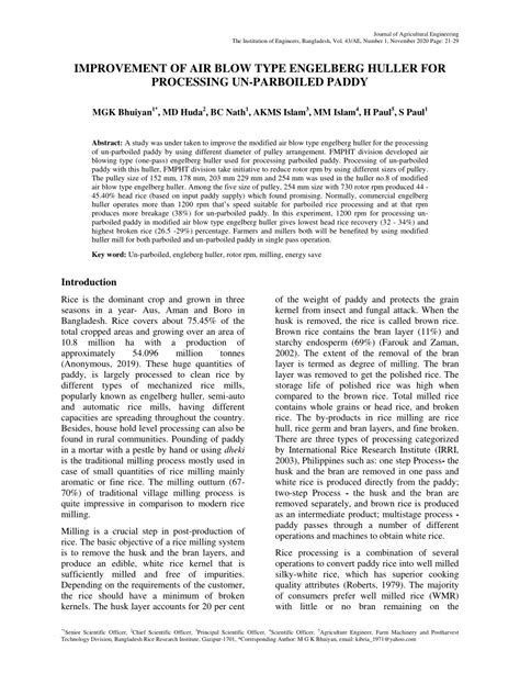 Pdf Improvement Of Air Blow Type Engelberg Huller For Processing Un