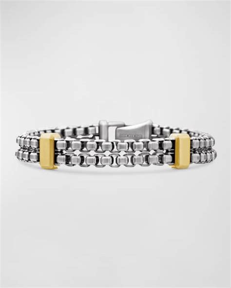 David Yurman Men S Double Box Chain Bracelet In Silver With K Gold