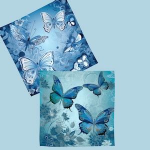 Blue Butterfly Digital Papers Watercolor Butterfly Seamless Pattern