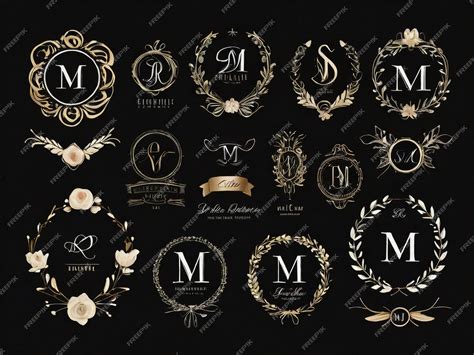 Colección De Plantillas De Logotipos De Monogramas De Bodas Foto Premium