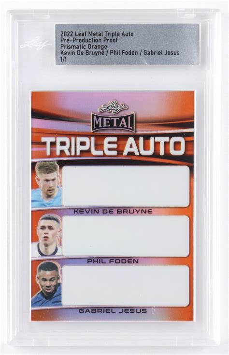 Kevin De Bruyne Phil Foden Gabriel Jesus 2022 Leaf Metal Triple