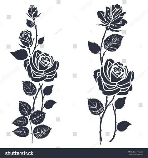 Rose Tattoo Silhouette Roses Leaves On Stock Vector (Royalty Free) 551012359 | Shutterstock