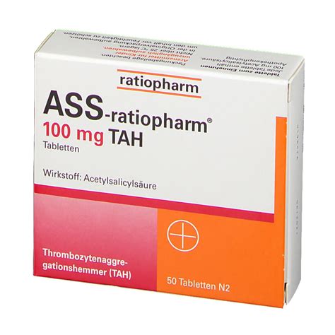 ASS Ratiopharm 100 Mg TAH Tabletten 50 St Shop Apotheke