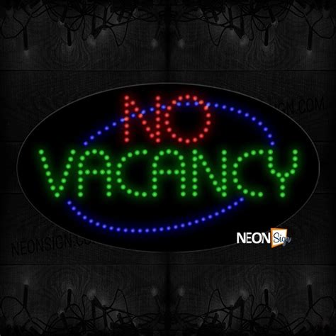 No Vacancy With Blue Arc Border LED Bulb NeonSign