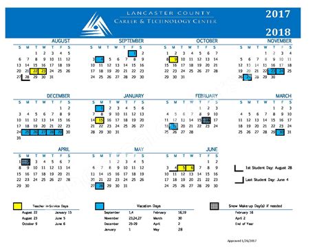 2017 - 2018 School Calendar | Manheim Central School District – Manheim, PA