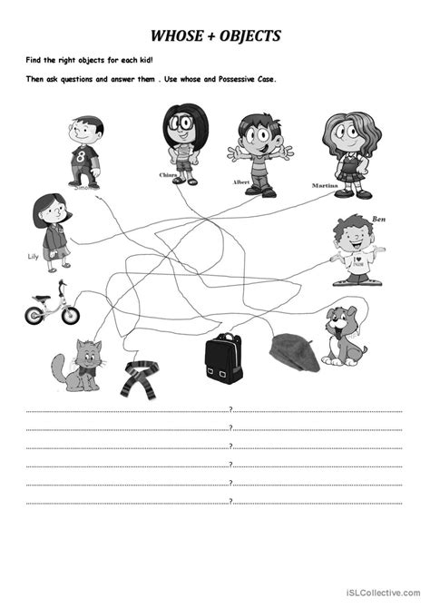 Whose Objects Bw English Esl Worksheets Pdf Doc