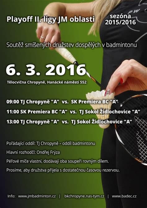 Play off II ligy na Jižní Moravě badminton je badec cz