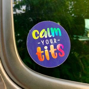 Calm Your Tits Sticker Sassy Laptop Sticker Funny Vinyl Decal Small Gift Idea Keep Calm
