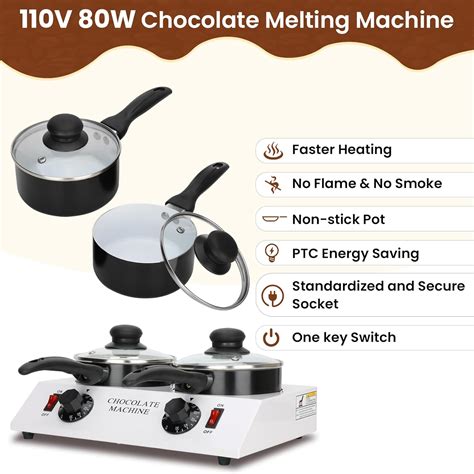 Dual Chocolate Melting Pots With Independent Temperature Controls