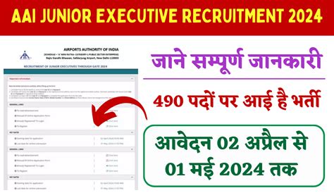 Aai Junior Executive Recruitment 2024 एएआई जूनियर कार्यकारी भर्ती का